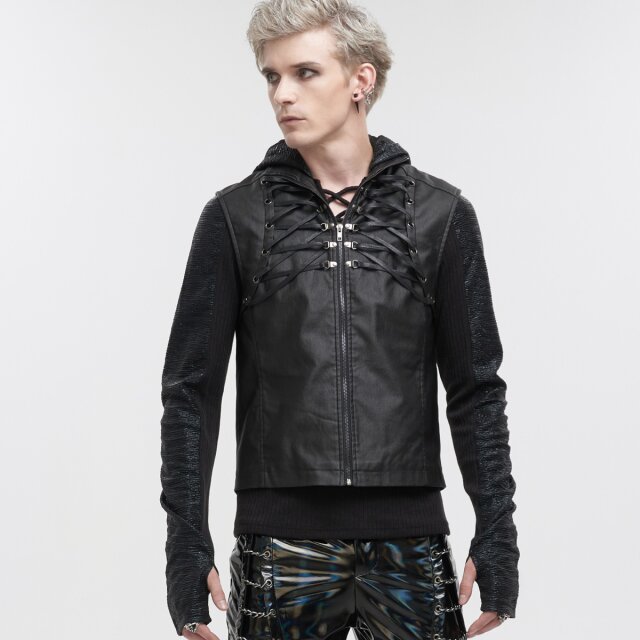 Devil Fashion Waistcoat Artefakt in Leather Optics with Chain Spine