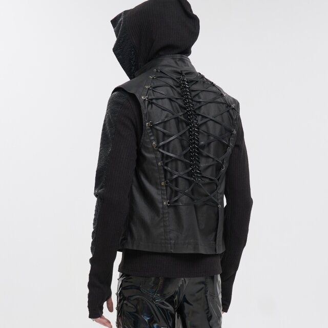 Devil Fashion Waistcoat Artefakt in Leather Optics with Chain Spine