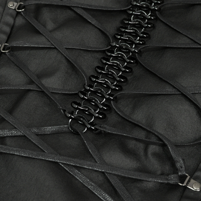 Devil Fashion Waistcoat Artefakt in Leather Optics with Chain Spine