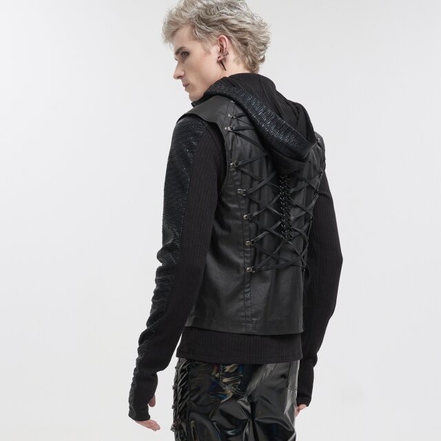 Devil Fashion Waistcoat Artefakt in Leather Optics with Chain Spine
