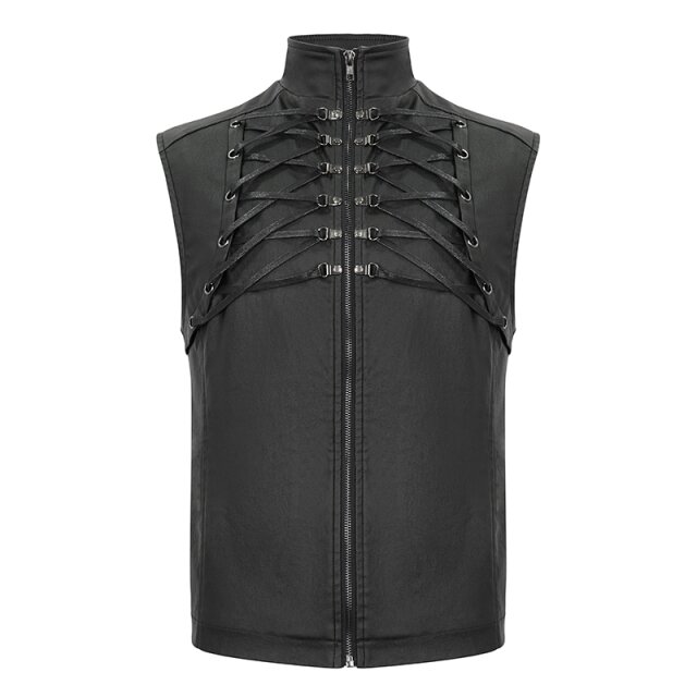 Devil Fashion Waistcoat Artefakt in Leather Optics with Chain Spine
