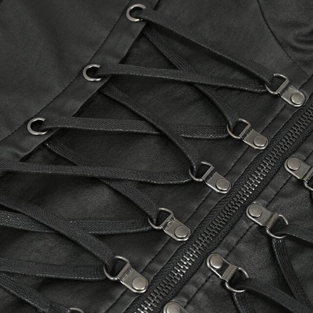 Devil Fashion Waistcoat Artefakt in Leather Optics with Chain Spine
