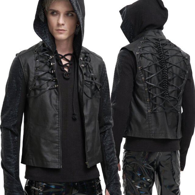 Devil Fashion Waistcoat Artefakt in Leather Optics with Chain Spine