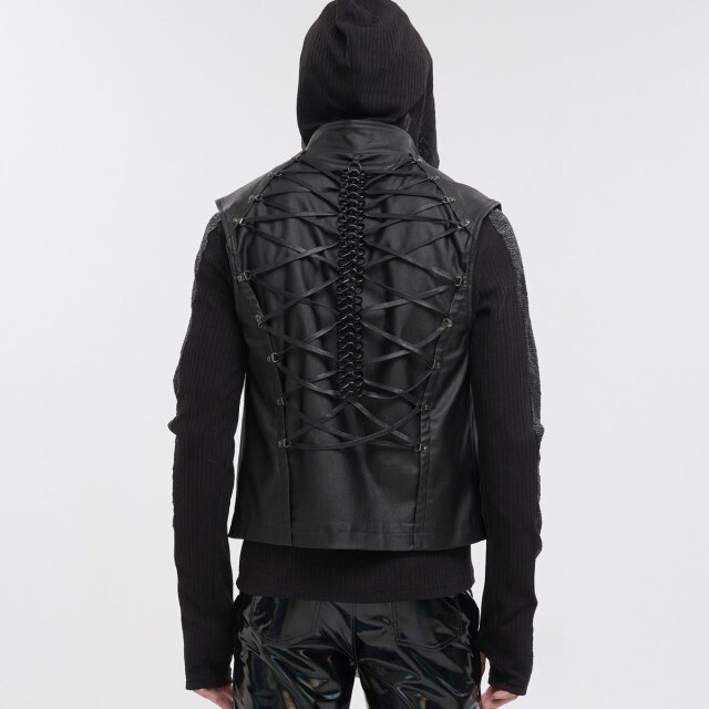 Devil Fashion Waistcoat Artefakt in Leather Optics with Chain Spine