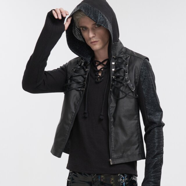 Devil Fashion Waistcoat Artefakt in Leather Optics with Chain Spine