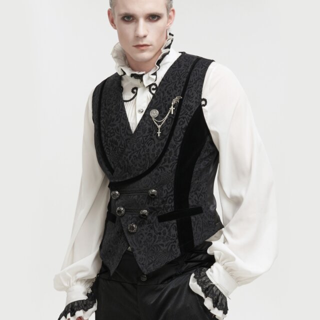 Devil Fashion viktorianische Weste Lucius in zwei Farb-Optionen schwarz 3XL