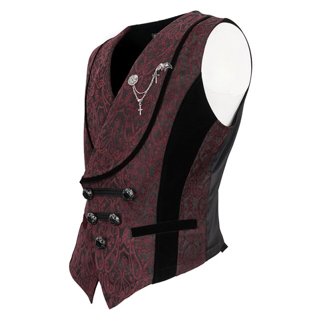 Devil Fashion viktorianische Weste Lucius in zwei Farb-Optionen rot-schwarz M