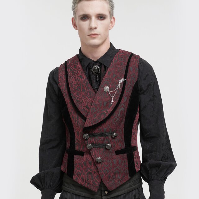 Devil Fashion Victorian Vest Lucius in Two Colour Options red-black