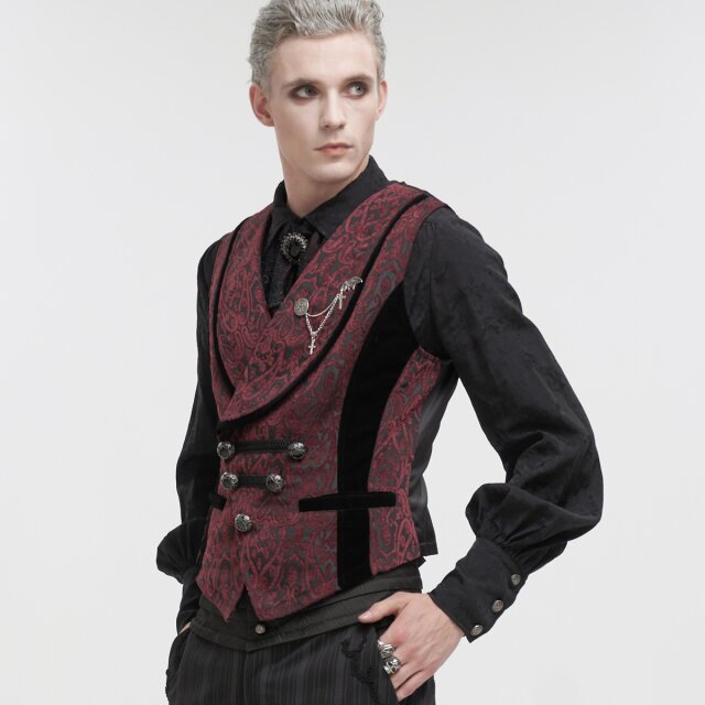 Devil Fashion viktorianische Weste Lucius in zwei Farb-Optionen rot-schwarz XL