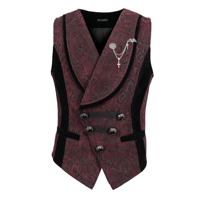 Devil Fashion viktorianische Weste Lucius in zwei Farb-Optionen rot-schwarz XL