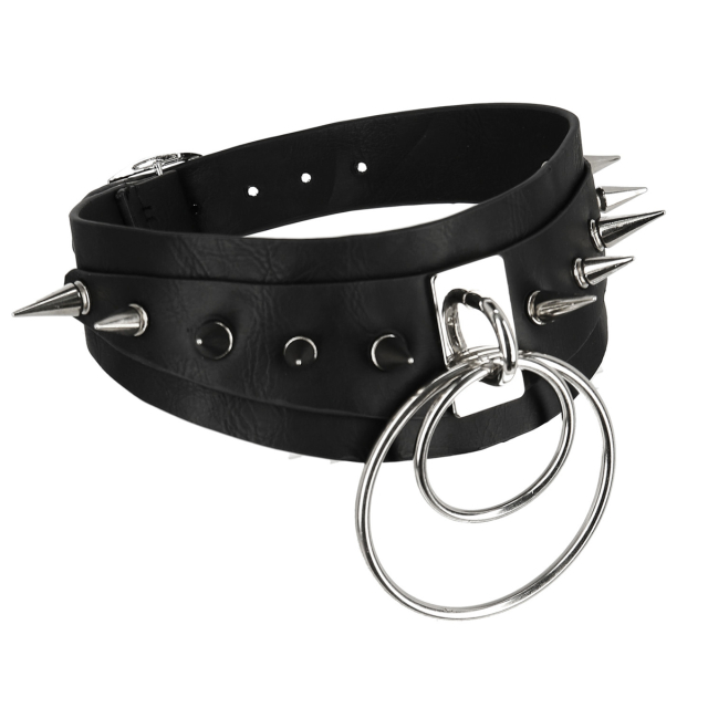 Resytle Double Spiked Choker with Large O-Rings