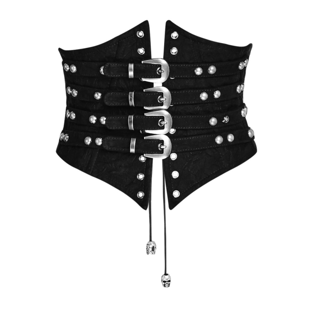 PUNK RAVE Y-659BK strict gothic uniform corsage belt with lacing. ladies gothic military clothing