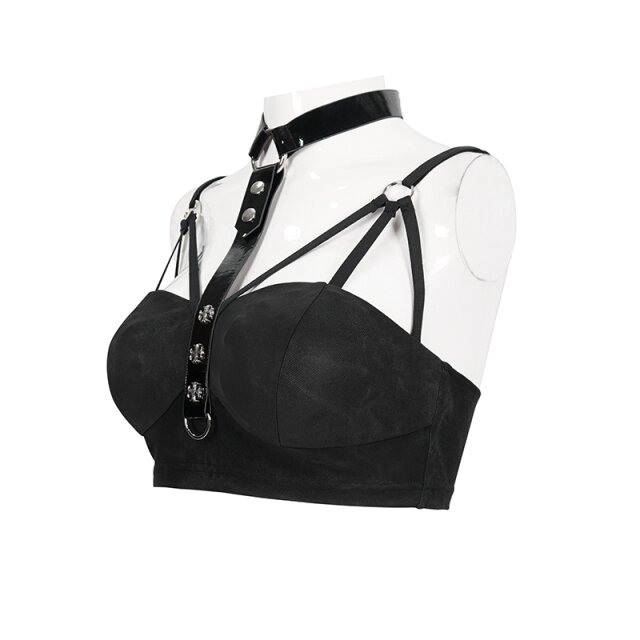 Crop Top mit Lack-Halsband 3XL-4XL