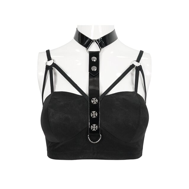 Crop Top mit Lack-Halsband 3XL-4XL