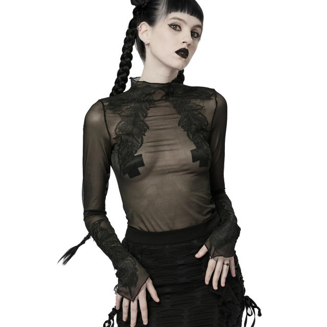 PUNK RAVE Sheer Mesh Shirt with Lace