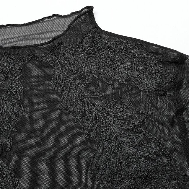 PUNK RAVE Transparentes Mesh Shirt mit Spitze XL-XXL
