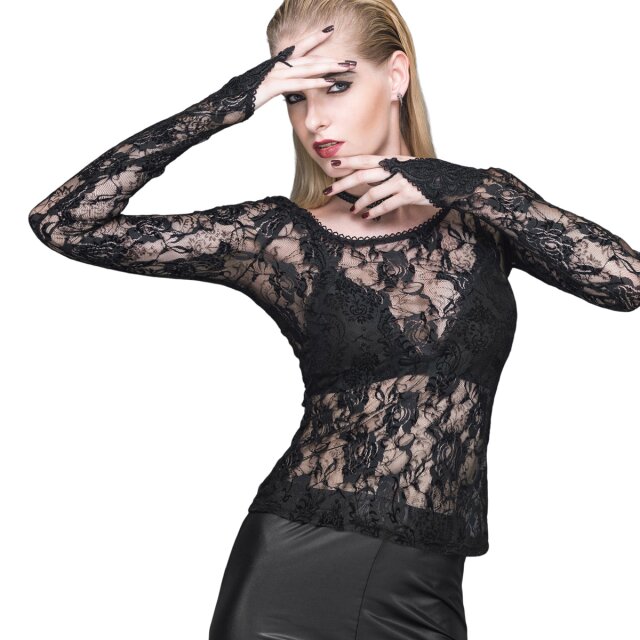 Devil Fashion Langarm-Spitzenshirt M