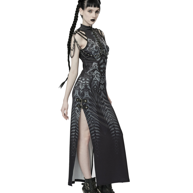 PUNK RAVE Maxi Dress Placebo with Skeleton Print