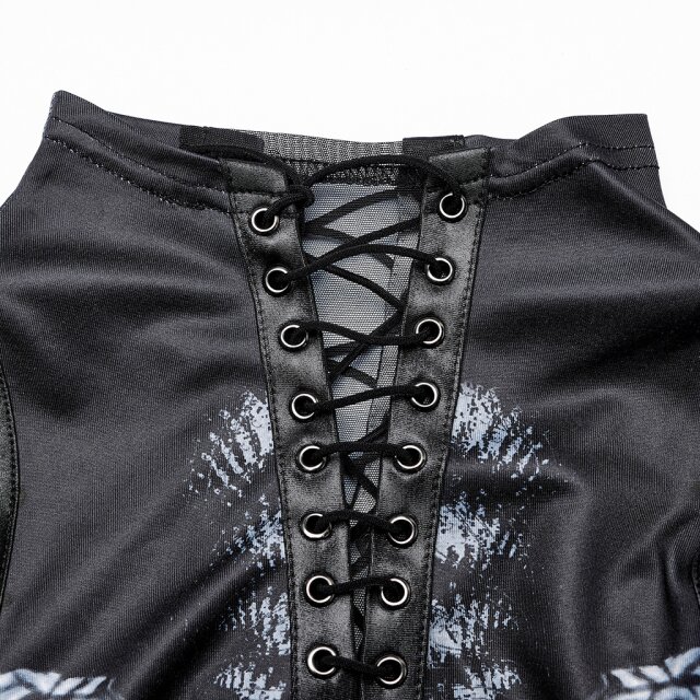 PUNK RAVE Maxikleid Placebo mit Skelett-Print M-L