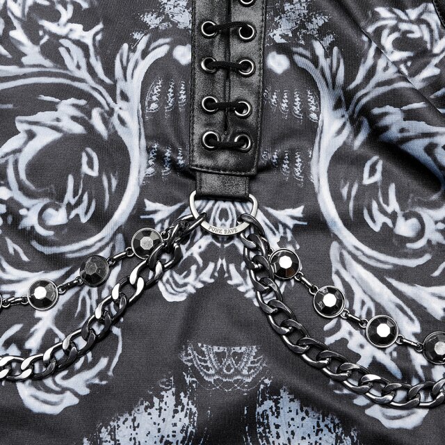 PUNK RAVE Maxikleid Placebo mit Skelett-Print M-L