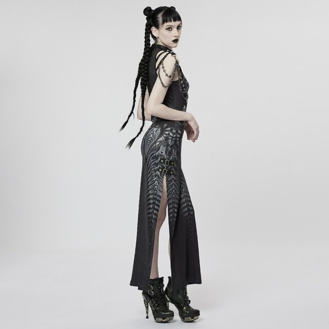 PUNK RAVE Maxikleid Placebo mit Skelett-Print M-L