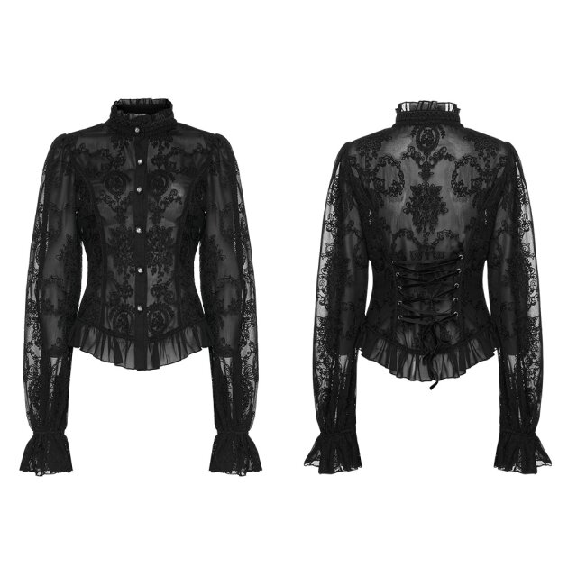 Punk Rave bestickte Chiffon Bluse Vertigo XL