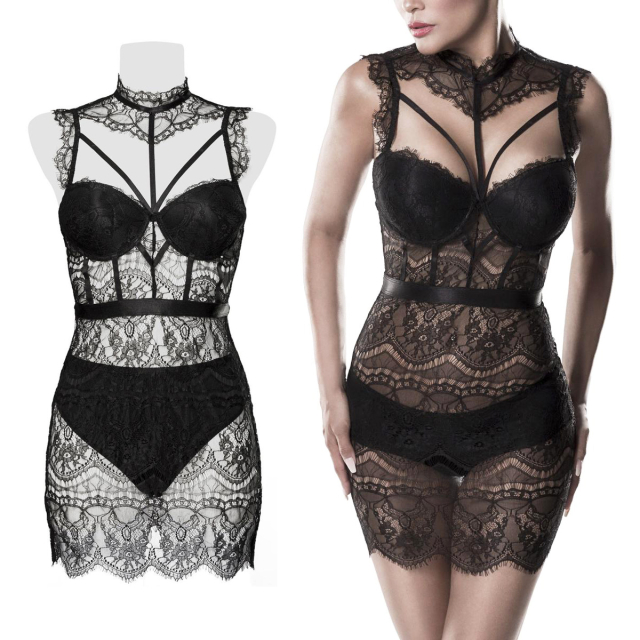Delicate lace mini dress (15310) in a negligee look by...