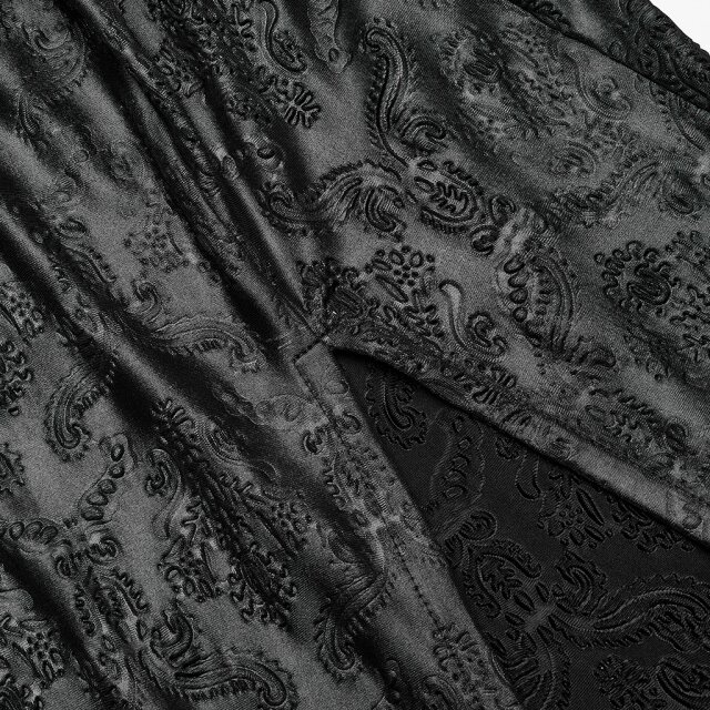 Langes PUNK RAVE Morticia-Kleid Dark Harlequin XL-XXL