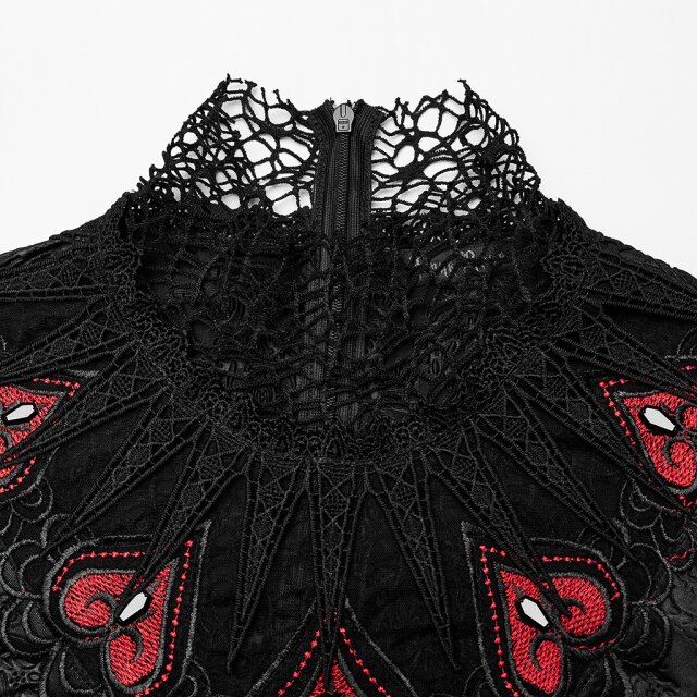 Langes PUNK RAVE Morticia-Kleid Dark Harlequin XL-XXL