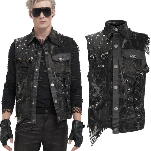 Devil Fashion Punk Waistcoat (WT072) in worn-out optics...