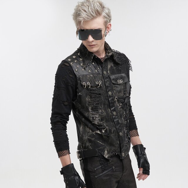 Punk Denim Waistcoat Crusher