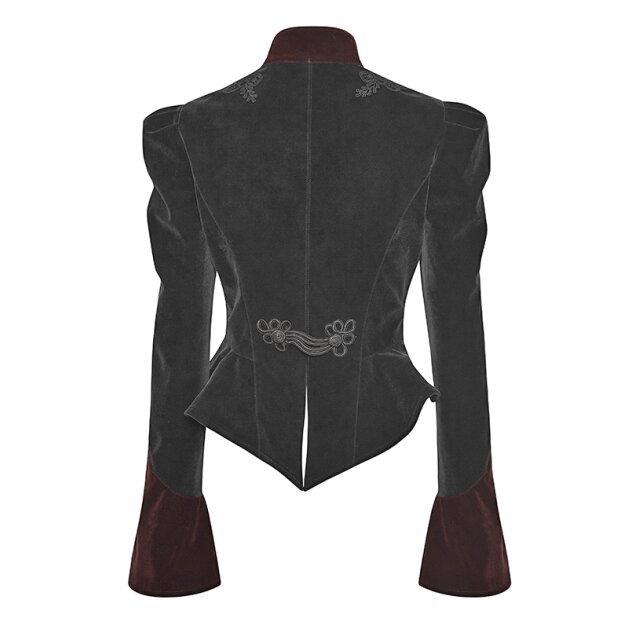 Viktorianische Kurzjacke Duchessa aus rotem und schwarzem Samt mit Puffärmeln 3XL