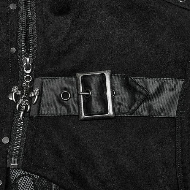 Punk Rave asymmetrische Weste Omen of Darkness mit Riemen
