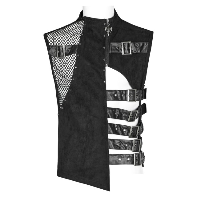Punk Rave asymmetrische Weste Omen of Darkness mit Riemen