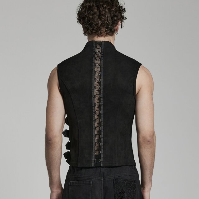Punk Rave asymmetrische Weste Omen of Darkness mit Riemen