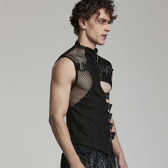 Punk Rave Asymmetric Waistcoat Omen of Darkness with Straps