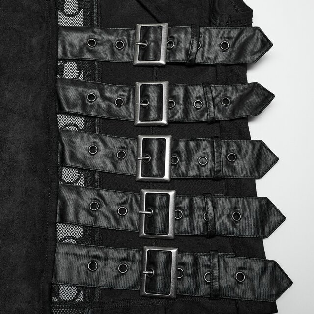 Punk Rave asymmetrische Weste Omen of Darkness mit Riemen