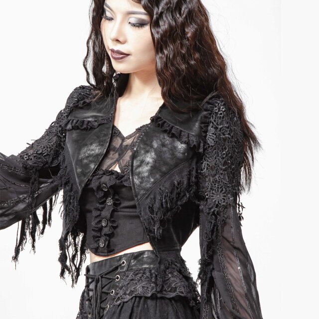 Langarm Bolero Forestmoon mit Spitzenornament L uni-schwarz