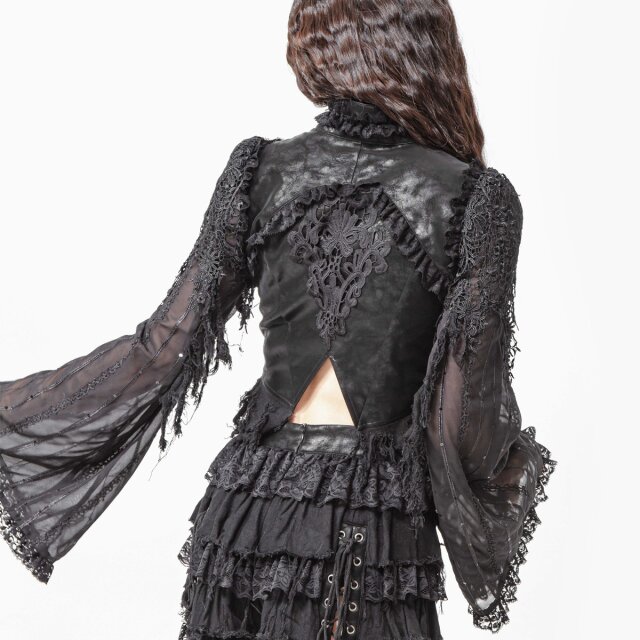 Langarm Bolero Forestmoon mit Spitzenornament L uni-schwarz
