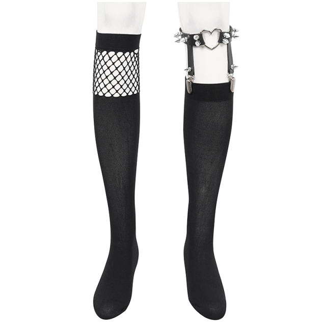 Dark Lolita Gothic Knee High Stockings with Garter Belt