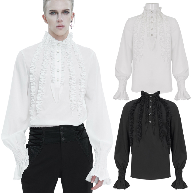 Devil Fashion Ruffle Shirt Astaroth in White or Black