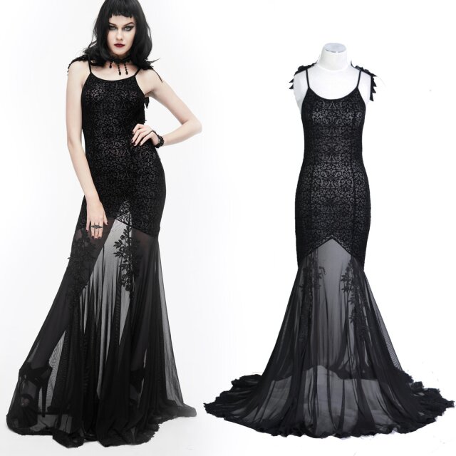 Semi-transparent floor-length dress Akandia with lace