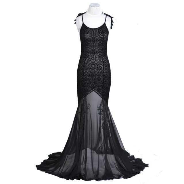 Semi-transparent floor-length dress Akandia with lace