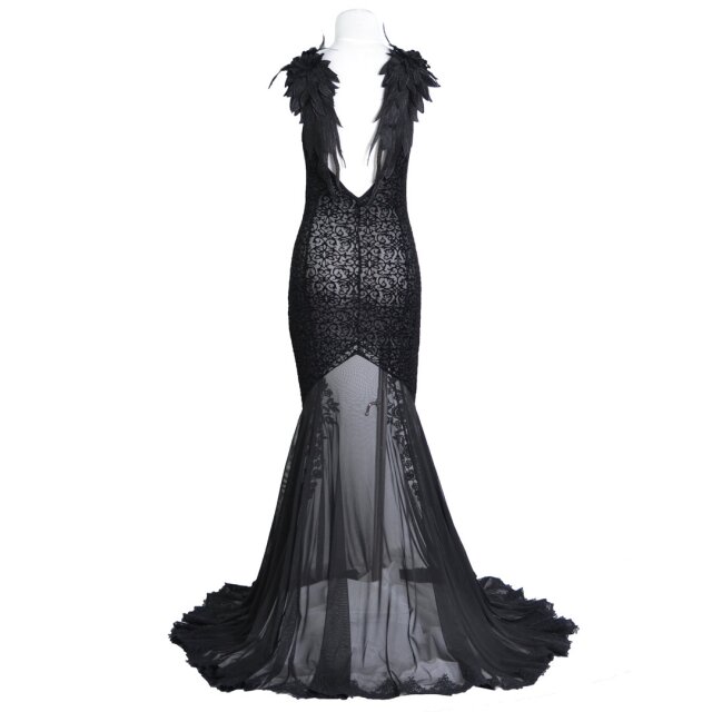 Semi-transparent floor-length dress Akandia with lace
