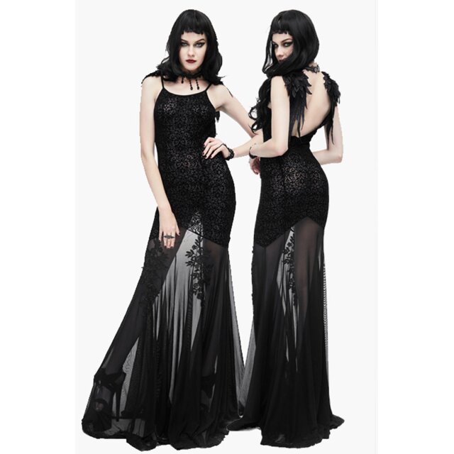 Semi-transparent floor-length dress Akandia with lace