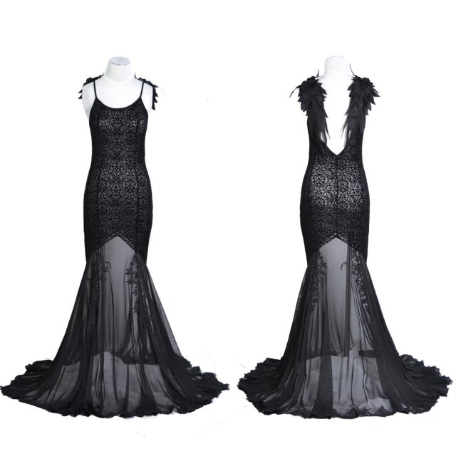Semi-transparent floor-length dress Akandia with lace