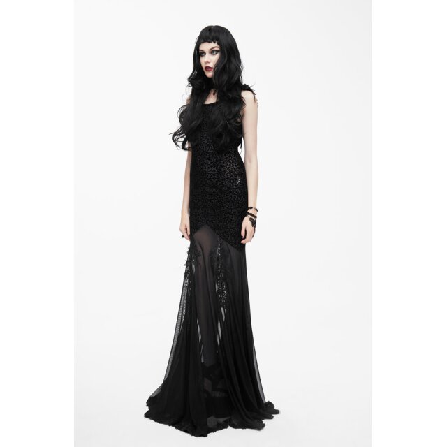 Semi-transparent floor-length dress Akandia with lace