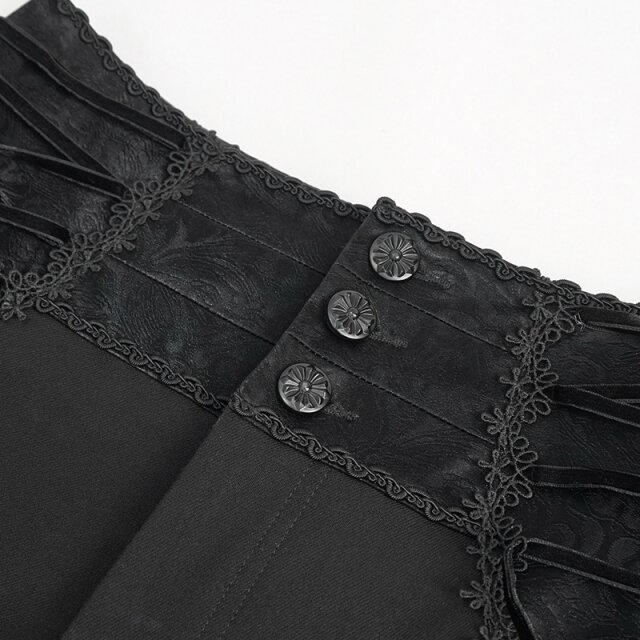 Victorian Goth Trousers Monsieur le Marquis with Wide Brocade Waistband
