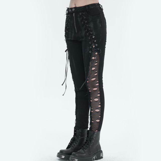 Punk Stretch Jeans Disturbia with Lacing and Mesh
