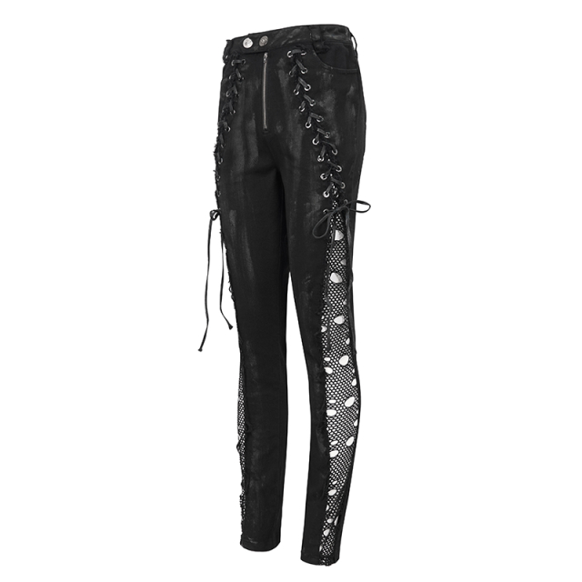 Punk Stretch Jeans Disturbia with Lacing and Mesh